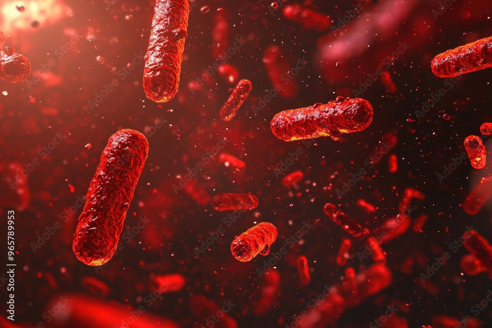 Red bacteria in a dark background Red bacteria in a dark background