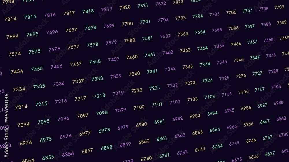 Random numbers pattern in rows on dark space, motion abstract corporate, business and futuristic style background Random numbers pattern in rows on dark space, motion abstract corporate, business and futuristic style background