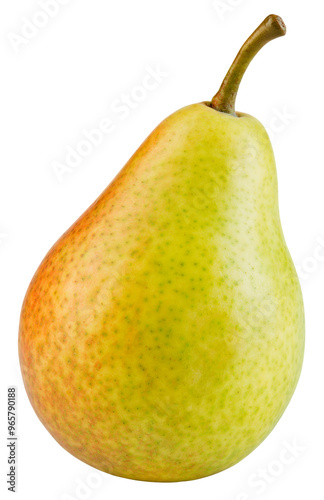 Pear isolated png. Green pear with red side on transparent background. PNG format. Pear with no background. Full depth of field.. photo