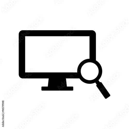 シンプルなモニターと虫眼鏡のイラスト
