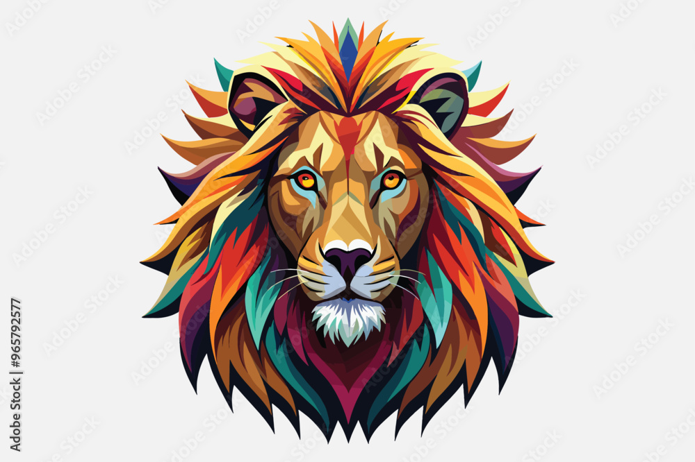 Lion head flat color clipart illustration Lion head flat color clipart illustration