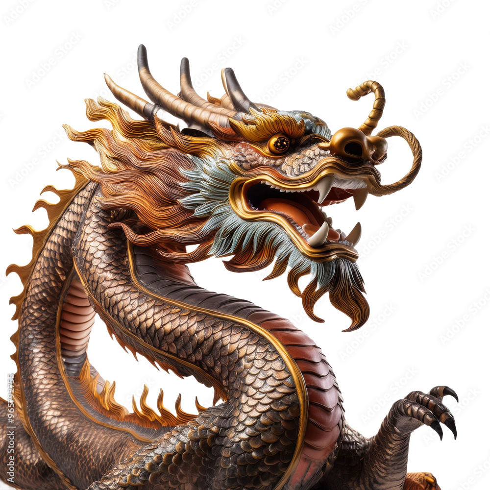 Fototapeta premium chinese dragon statue isolated
