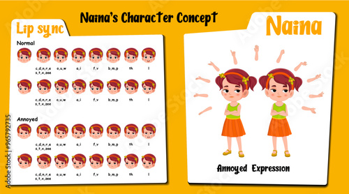 Annoyed girl cartoon character | Annoyed girl face expression cartoon | Lip sync for animation & hand gestures.