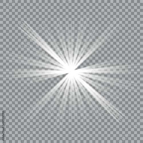 Star burst with light, white sun rays,lignt star