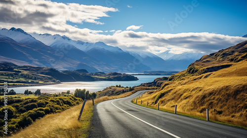 road winding through a valley with mountains