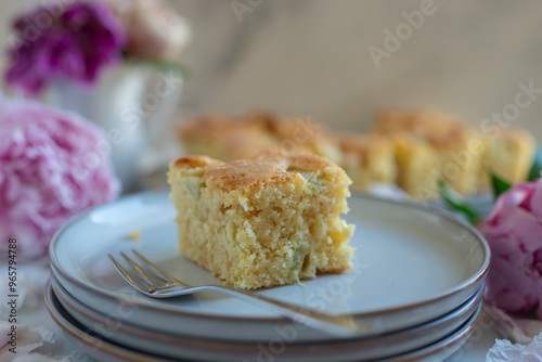 delicious rhubarb tart with sugar