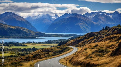 road winding through a valley with mountains