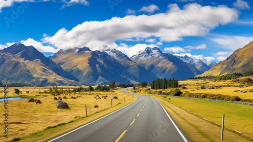 road winding through a valley with mountains