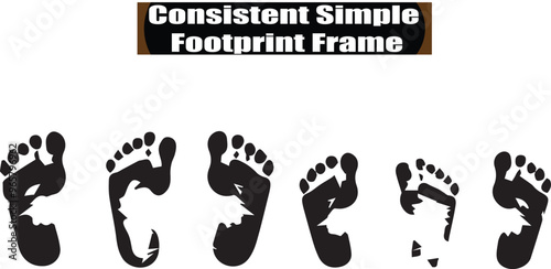 Consistent Simple Footprint Frame: Black Footprints on White Background, Footprint Art, Footprint Design, Footprint Pattern, Footprint Illustration