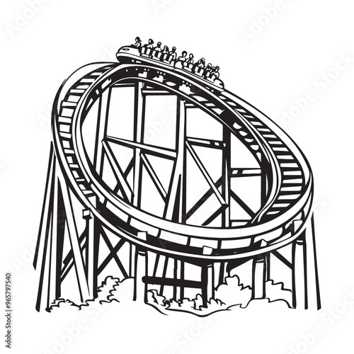 Roller Coaster Vector Images. Roller Coaster Illustration Images isolated on white background