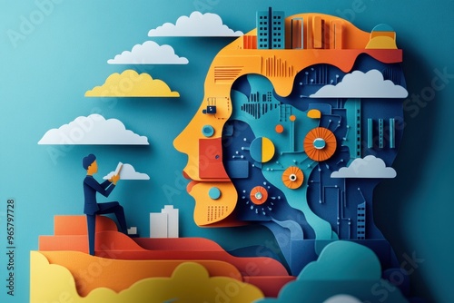 Crafting Hyper-Personalized Experiences: Paper Cut Style Business Figure Creating Customer Profile from Data Points