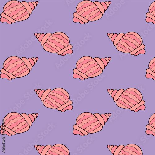 Cute pattern pink sea clams beautiful shape