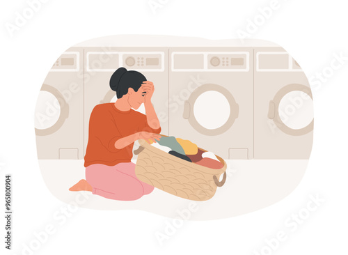 Automatic laundry isolated cartoon vector illustrations.