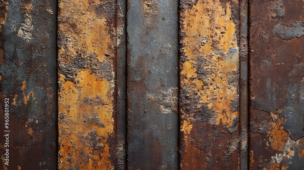 Rusted metal surface, vertical striations, corroded texture, earthy brown tones, weathered industrial background, rough oxidized pattern, close-up detail, grungy abstract. Rusted metal surface, vertical striations, corroded texture, earthy brown tones, weathered industrial background, rough oxidized pattern, close-up detail, grungy abstract.
