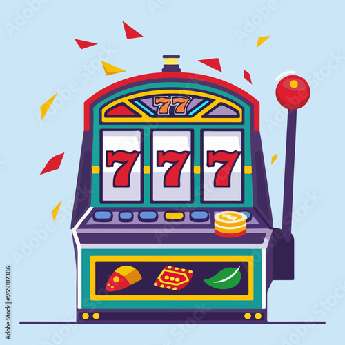 Winning Slot Machine Illustration, ideal for casino, gambling, or luck-themed designs