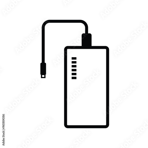 Power Bank Icon with Charging Cable - Portable Battery Symbol