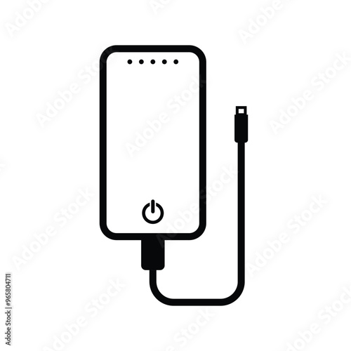 Power Bank Icon with Charging Cable - Portable Battery Symbol