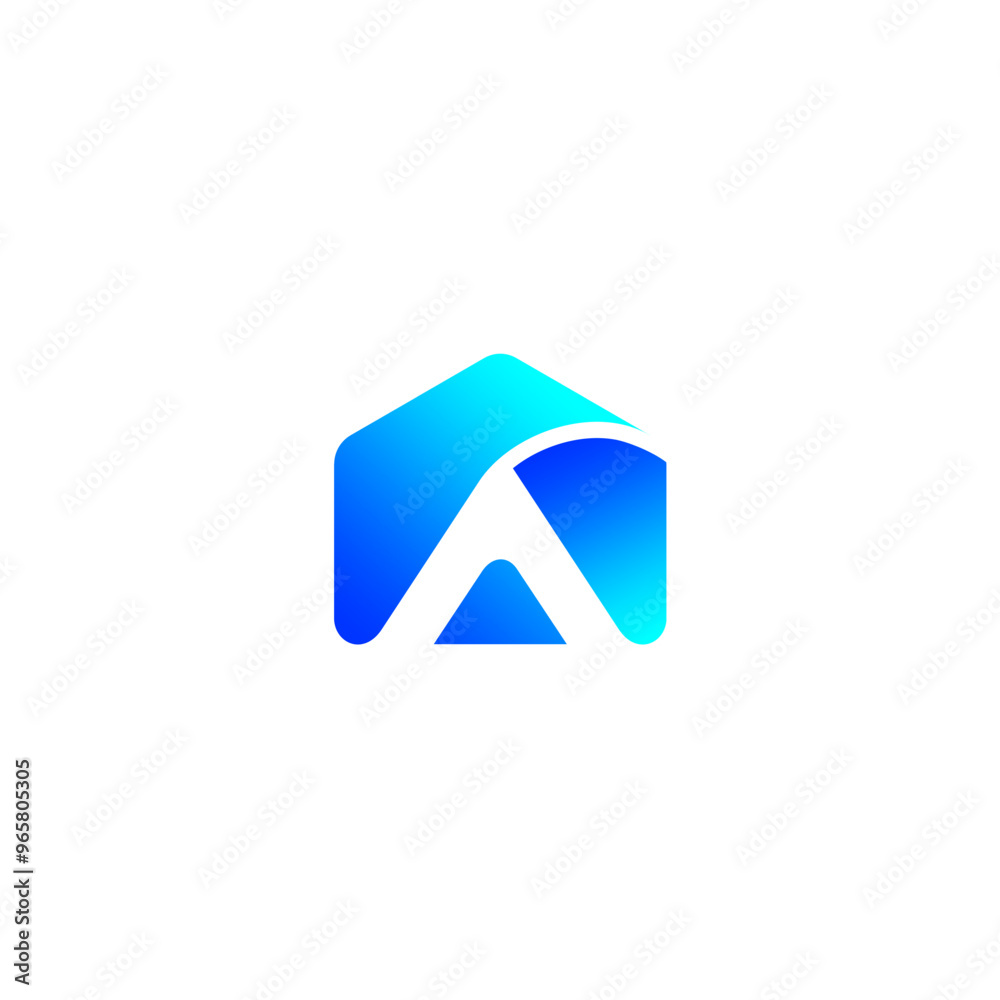 Bright Blue Home Icon Abstract geometric For Your Company Bright Blue Home Icon Abstract geometric For Your Company