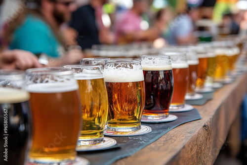 Oktoberfest Beer Sampling Event with Variety of Beers and Tasters   photo