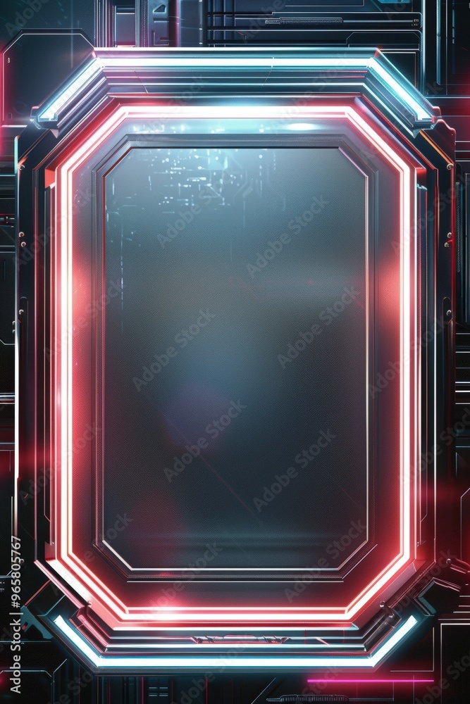 Obraz premium Neon frame on a dark surface