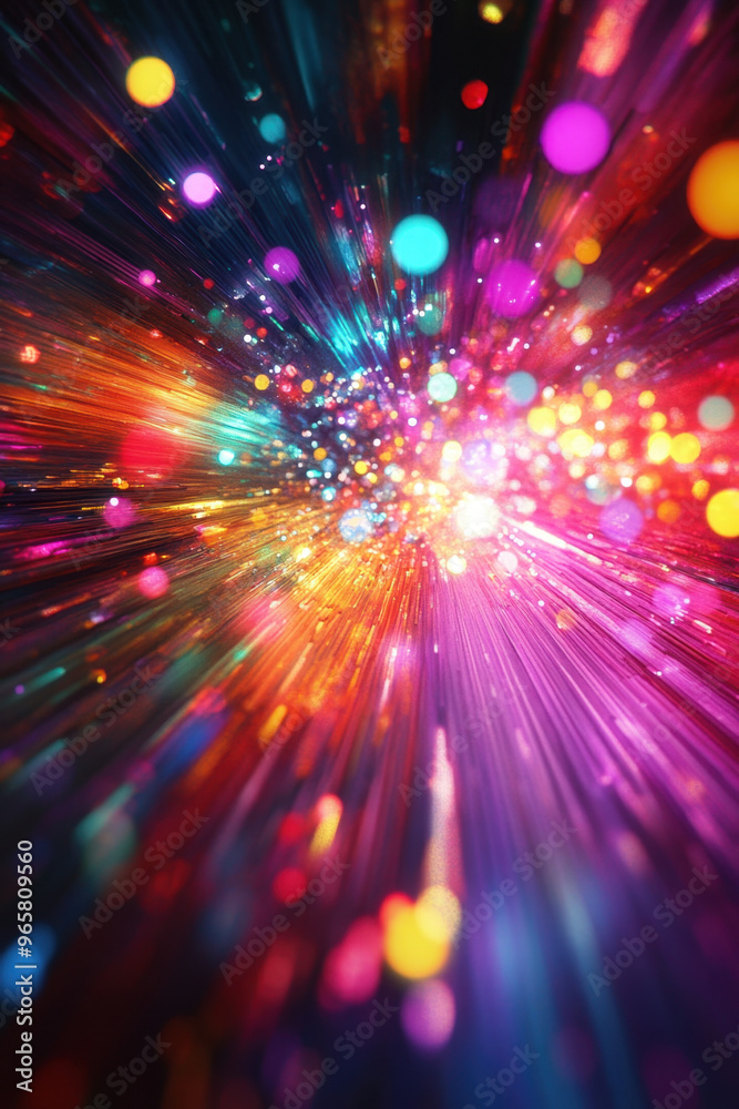 Obraz premium Neon Fantasy Background, A colorful digital background featuring vibrant neon lights and surreal elements, creating a striking and energetic visual experience