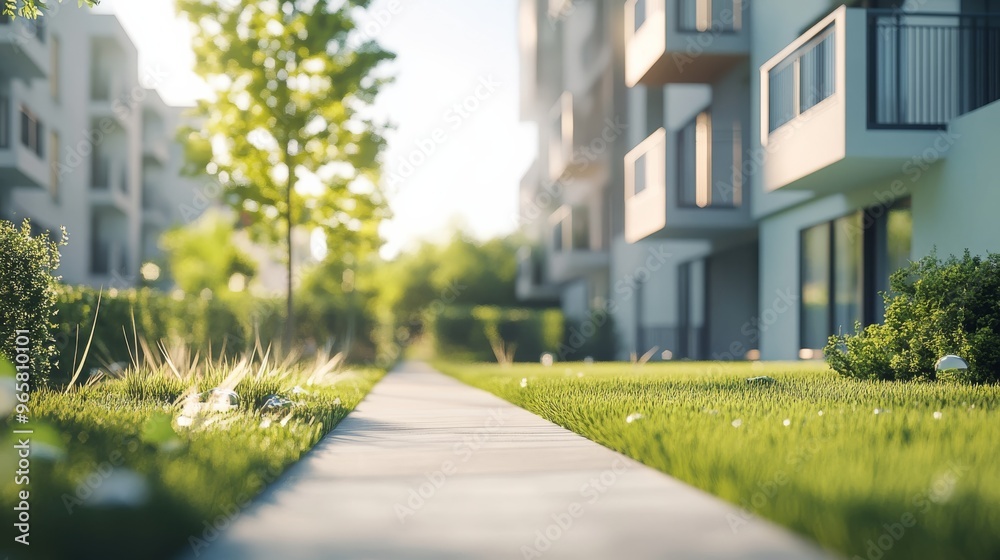 Residential housing project with green landscape Residential housing project with green landscape