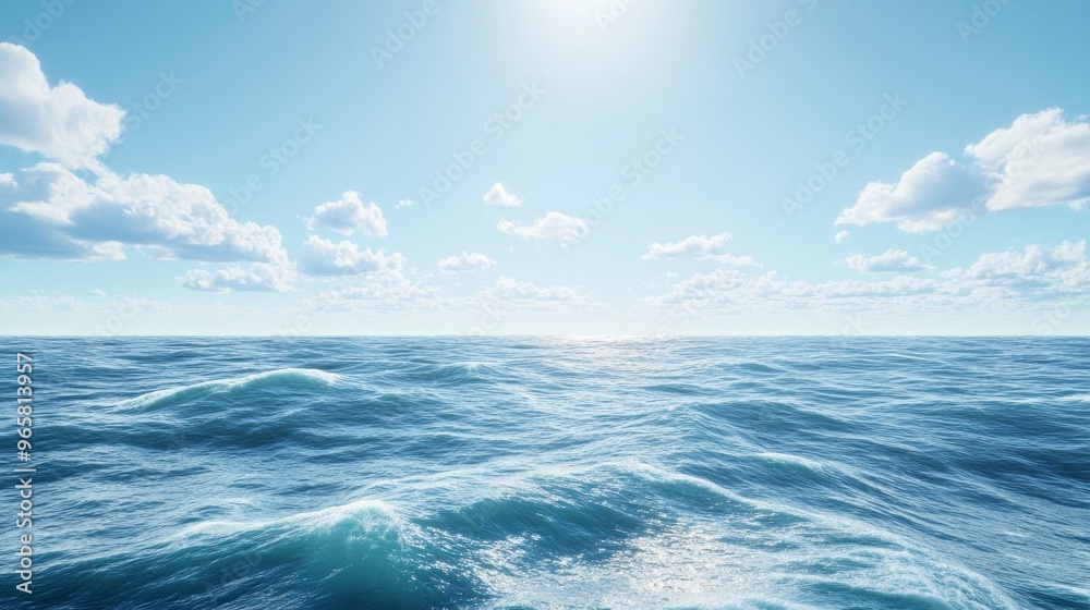 Tranquil Ocean Serenity, a peaceful seascape featuring soft waves lapping against the shore, beneath an expansive, cloudless blue sky, evoking calm and relaxation. Tranquil Ocean Serenity, a peaceful seascape featuring soft waves lapping against the shore, beneath an expansive, cloudless blue sky, evoking calm and relaxation.