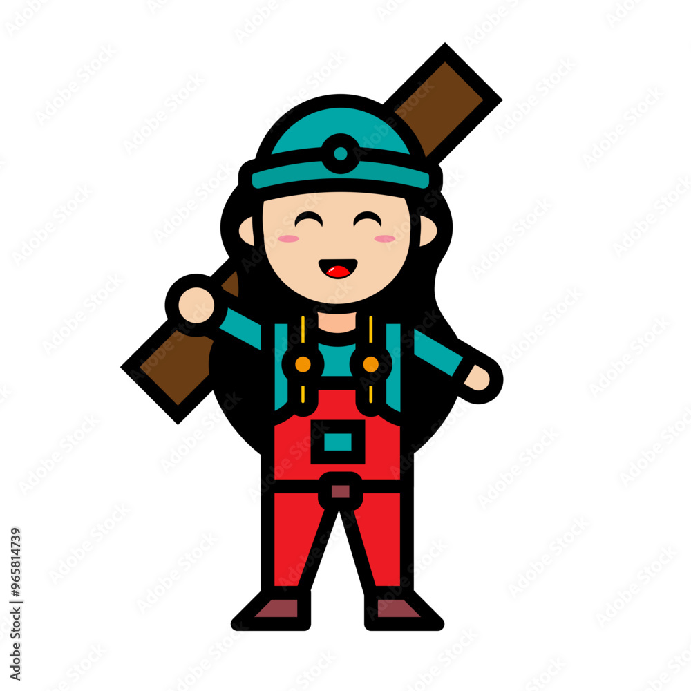 
female mechanic holding wood