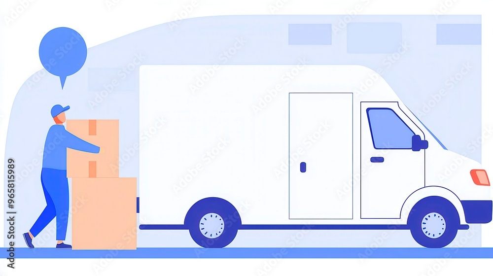 Movers unloading a moving van, bustling scene of teamwork and organization, boxes and furniture stacked neatly, bright day, focus on efficiency and care in handling belongings Movers unloading a moving van, bustling scene of teamwork and organization, boxes and furniture stacked neatly, bright day, focus on efficiency and care in handling belongings
