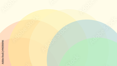 Overlapping circles background with lemon chiffon light blue pastel color, vertical, abstract background, geometric patterns, and circular background