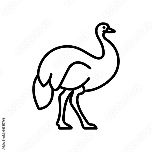 Emu Outline Icon, Vector illustration