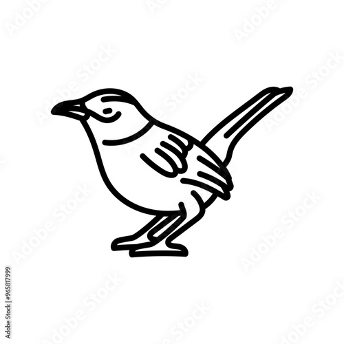 Wren Outline Icon, Vector illustration