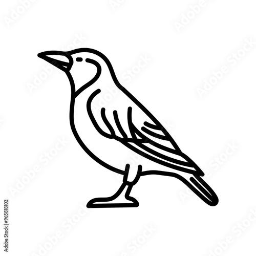 Starling Outline Icon, Vector illustration