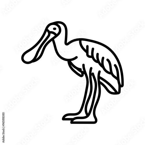 Spoonbills Outline Icon, Vector illustration