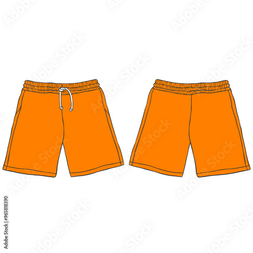 orange basic short pants mockup photo