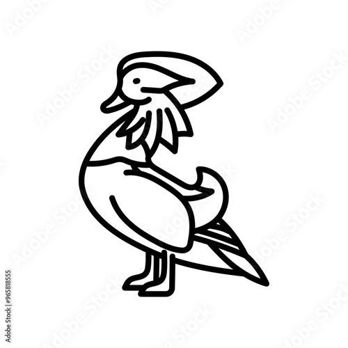 Gadwall Outline Icon, Vector illustration