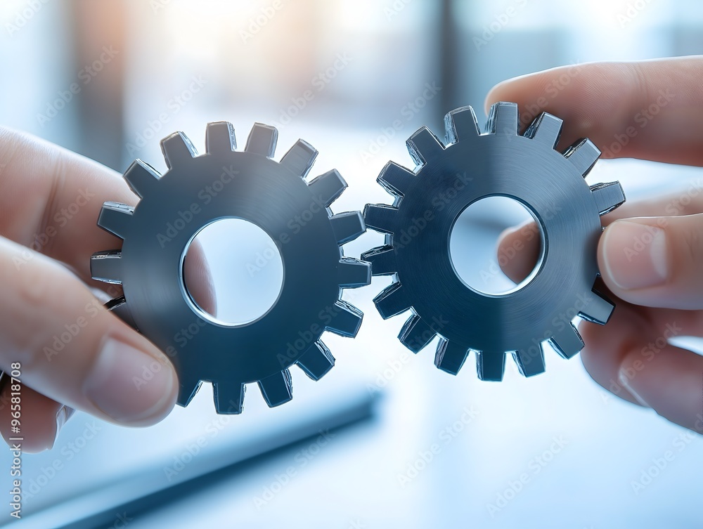 Teamwork and Collaboration: Hands Holding Connecting Gears for Partnership Concept Teamwork and Collaboration: Hands Holding Connecting Gears for Partnership Concept