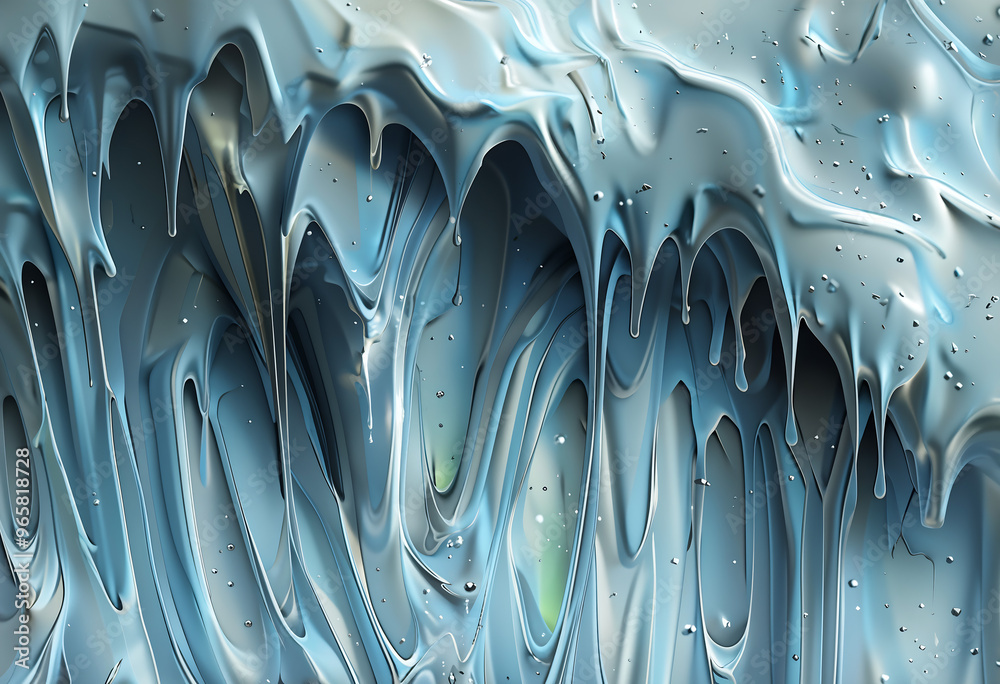 Obraz premium A blue background with white paint splatters and swirls, A blue and white frosting with a lot of texture, Abstract art