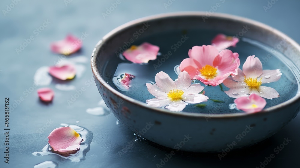 Spa bowl with floating flowers and petals Spa bowl with floating flowers and petals