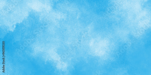 watercolor design with watercolor texture with tiny white clouds, Digital art painting of cloudy sky, blurred and grainy Blue powder explosion with natural cloudy clouds and fog.