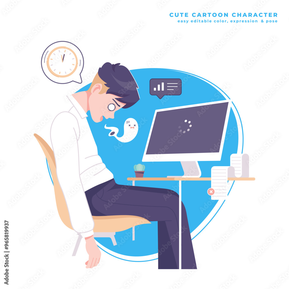 tired business man character illustration