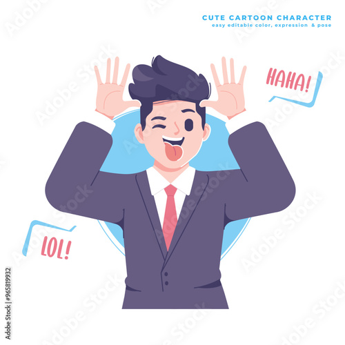 taunting business man character illustration