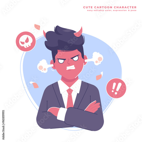 angry business man character illustration