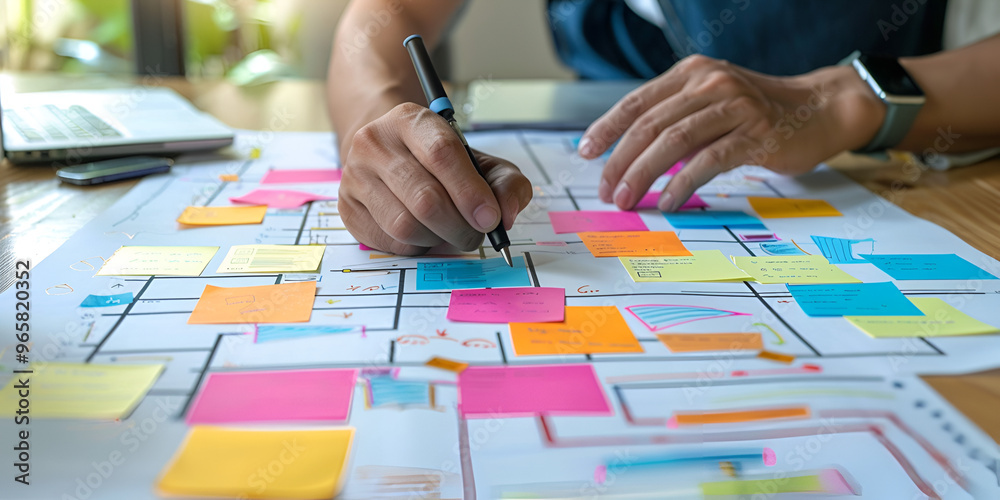 Fototapeta premium Project Work with Cell Phone on Desk Enhanced, project work, cell phone, desk setup, enhanced workspace, office desk, work project, mobile phone, desk accessories, professional