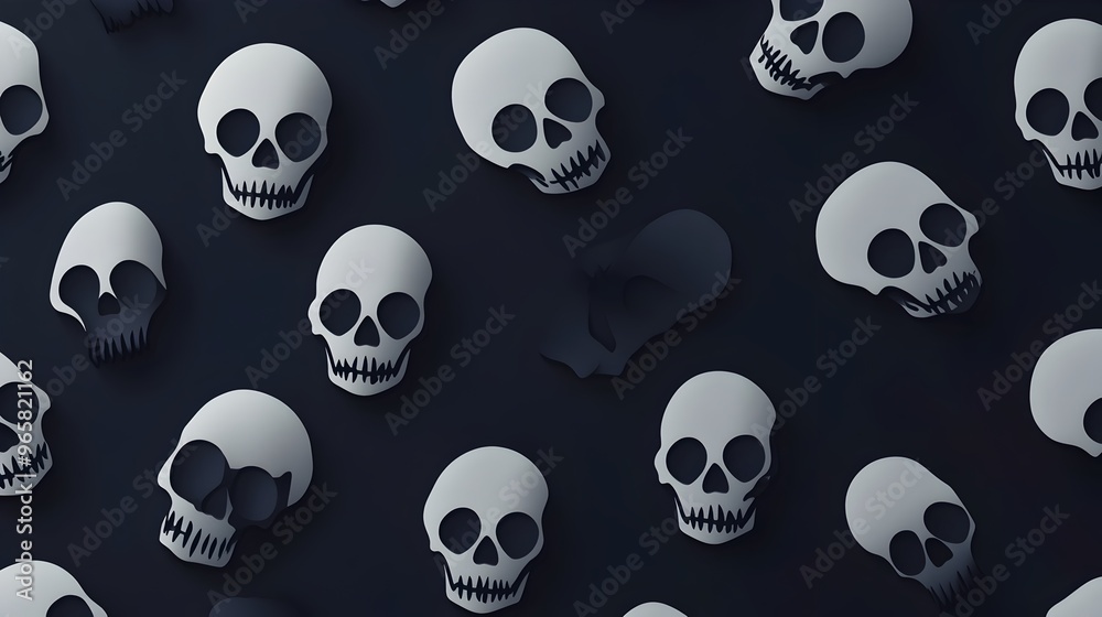 Minimalist Skull Pattern Background with Dark Shadows Minimalist Skull Pattern Background with Dark Shadows