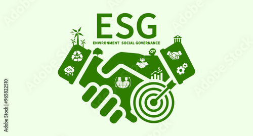 ESG icon concept for environment, social and governance in sustainable business and green business on grey background.