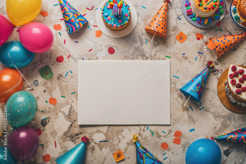 Fototapeta premium Birthday Party Decorations with Blank Card