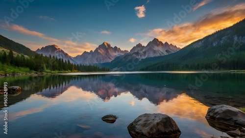 Wallpaper Mural lake in the mountains Torontodigital.ca