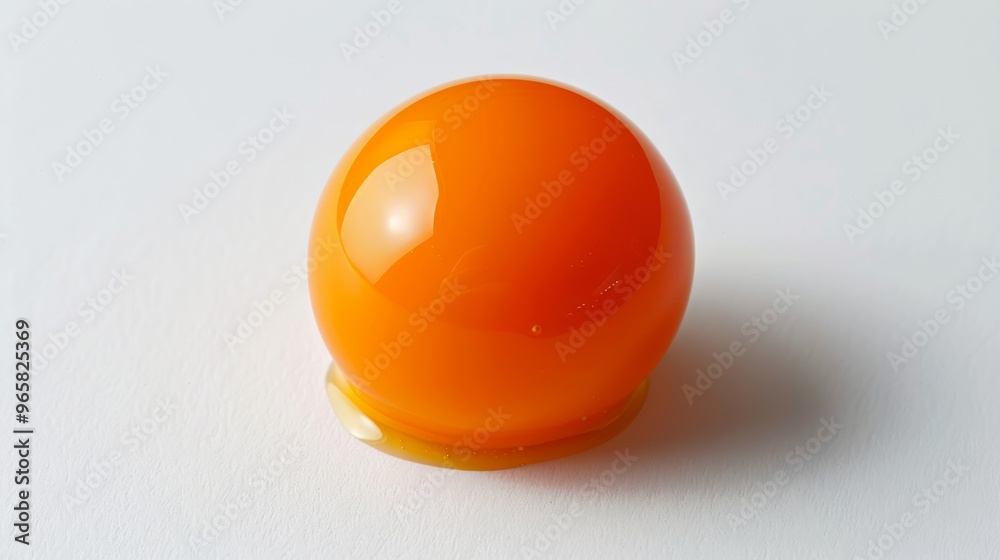 A pristine, single orange egg yolk isolated on a bright white backdrop, highlighting its vibrant hue and smooth surface. A pristine, single orange egg yolk isolated on a bright white backdrop, highlighting its vibrant hue and smooth surface.