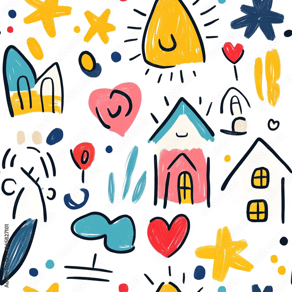 A collection of minimalist childrens doodles A collection of minimalist childrens doodles